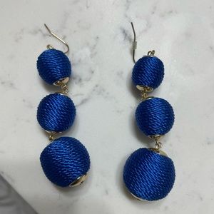 Blue ball drop earrings